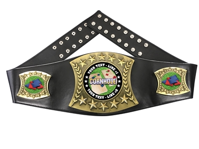 Corn Hole Personalized Championship Leather Belt