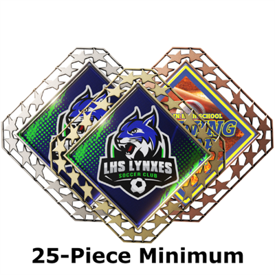 2-3/4" Antique Superstar Medals w/ 2" Full Color Custom Insert (EXP-013A)