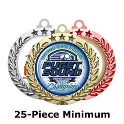 2-3/4" Bright Star Wreath Medals w/ 2" Full-Color Custom Insert EXP-030A