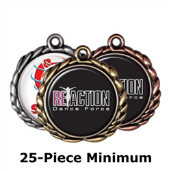 2-1/2" Wreath Medals w/ 2" Full Color Custom Insert EXP-032A