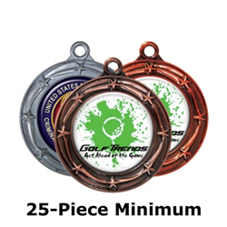 3" Star Medals w/ 2" Full-Color Custom Insert EXP-033A