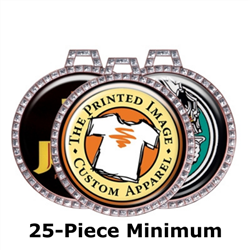 2-1/4"  White GEM Medals w/ 2" Full-Color Custom Insert EXP-040A