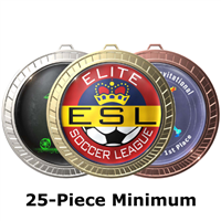 2-1/2" Bright Striped Medals w/ 2" Full-Color Custom Insert EXP-052A