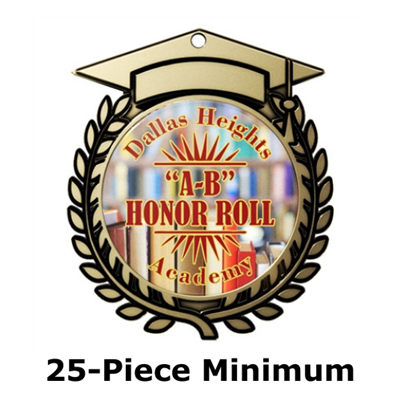 3" Scholastic Medals w/ 2" Full Color Custom Insert (EXP-056A)