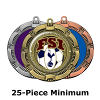 2-3/4" Antique Ribbon Medals w/ 2" Full-Color Custom Insert