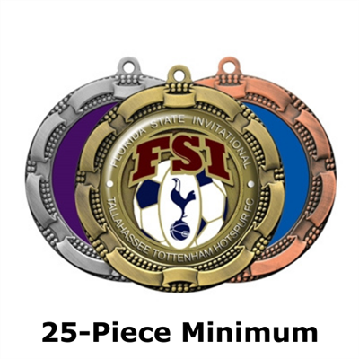 2-3/4" Antique Ribbon Medals w/ 2" Full-Color Custom Insert
