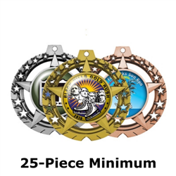 3-3/4" Star Medal w/ 2" Full-Color Custom Insert