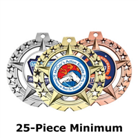 3-3/4" Bright Star Medal w/ 2" Full-Color Custom Insert