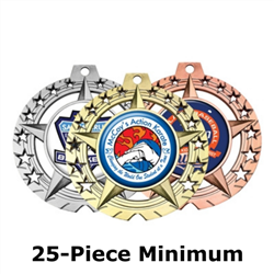 3-3/4" Bright Star Medal w/ 2" Full-Color Custom Insert