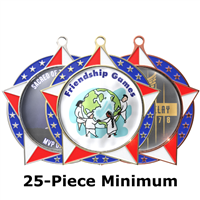 2-3/4" Patriotic Star Medals w/ 2" Full Color Custom Insert (EXP-075A)