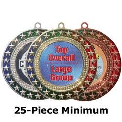 3" Radiant Star Multi-Color Medals w/ 2" Full Color Custom Insert (EXP-RSM190)
