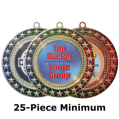 3" Radiant Star Multi-Color Medals w/ 2" Full Color Custom Insert (EXP-RSM190)