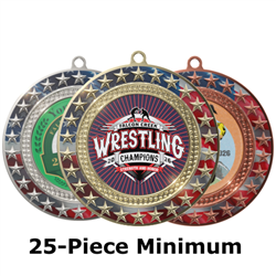 3" Radiant Star Patriotic Medals w/ 2" Full Color Custom Insert (EXP-RSM191)