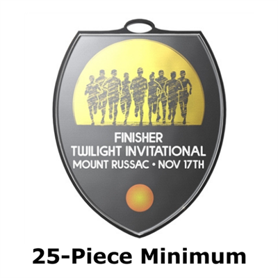 3" x 2-5/8" Spray Black VSM Medal w/ 3" Full Color Custom Insert (EXP-VSMB)