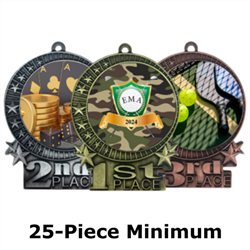 3" 1st 2nd 3rd Place Star Medals w/ 2" Full Color CUSTOM Insert SL-XMD700