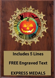 Halloween Star Plaque with 5 Lines of Free Engraved Text (3 sizes)