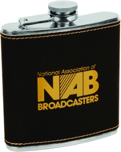 Stainless Steel Flask with Black Leatherette