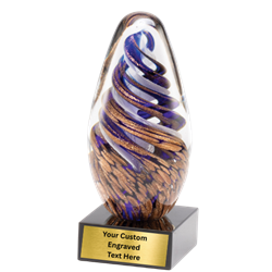6-3/4" Blue Swirl Art Glass Sculpture Award (GLSC49)