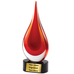10" Red Art Glass Sculpture Award (GLSC69)