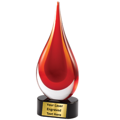 10" Red Art Glass Sculpture Award (GLSC69)