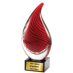 8-3/4" Red Stripe Art Glass Sculpture Award (GLSC70)