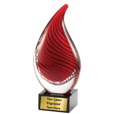 8-3/4" Red Stripe Art Glass Sculpture Award (GLSC70)