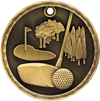 2" 3D Golf Medal