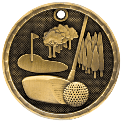 2" 3D Golf Medal
