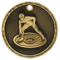 2" 3D Wrestling Medal
