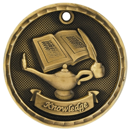 2" 3D Lamp of Knowledge Medal