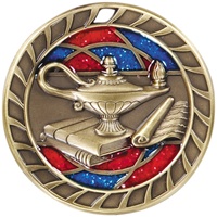 2-1/2" Glitter Lamp of Knowledge Medal M812