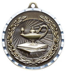 2" PREMIUM Diamond-Cut Lamp of Knowledge Medals MDC12
