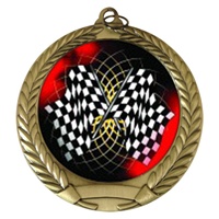 2-3/4" Racing Flags Holographic Mylar Medal MM292-FCL-436