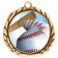 2-1/2" Wreath Color Insert Baseball Medal O32A-FCL-4