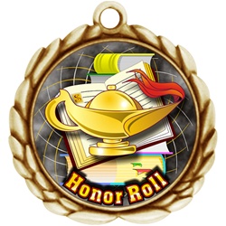 2-1/2" Wreath Color Insert Honor Roll Medal O32A-FCL-420