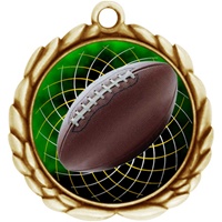 2-1/2" Wreath Color Insert Football Medal O32A-FCL-475