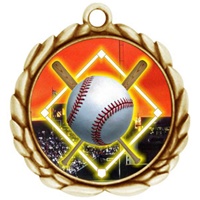2-1/2" Wreath Color Insert Baseball Diamond Medal O32A-FCL-5