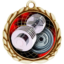 2-1/2" Wreath Color Insert Weight Lifting Medal O32A-FCL-574