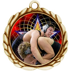 2-1/2" Wreath Color Insert Wrestling Medal O32A-FCL-576