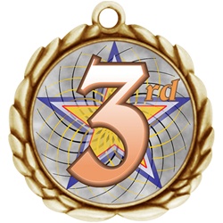 2-1/2" Wreath Color Insert 3rd Place Medal O32A-FCL-583