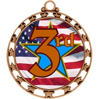 2-1/2" Superstar Flag 3rd Place Medal O34A-FCL-743