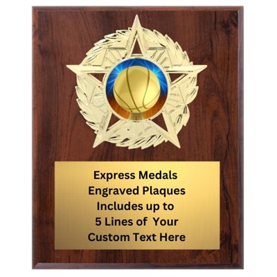 Star Mount Basketball Plaque (4 Sizes)