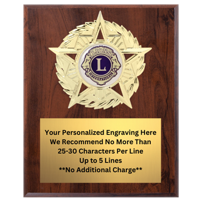 Star Mount Lions Club Plaque (4 Sizes)