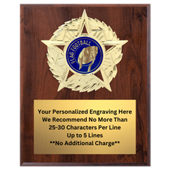 Star Mount Flag Football Plaque (4 Sizes)