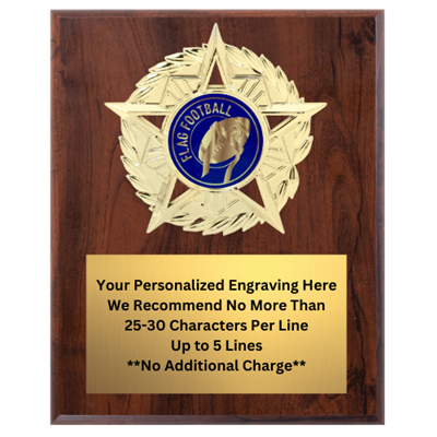 Star Mount Flag Football Plaque (4 Sizes)