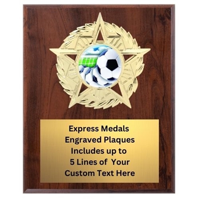 Star Mount Soccer Plaque (4 Sizes)
