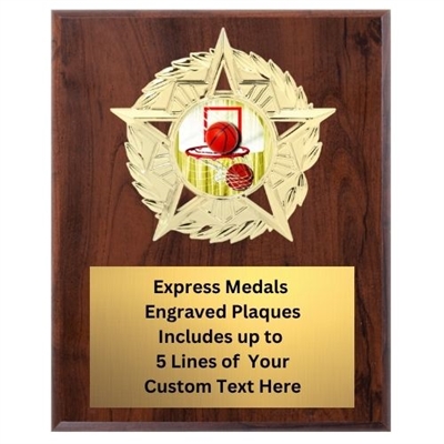 Star Mount Basketball Plaque (4 Sizes)