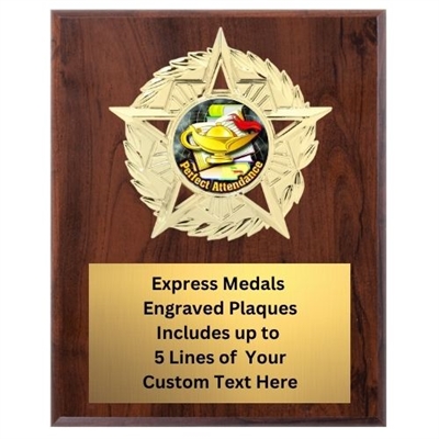 Star Mount Perfect Attendance Plaque (4 Sizes)