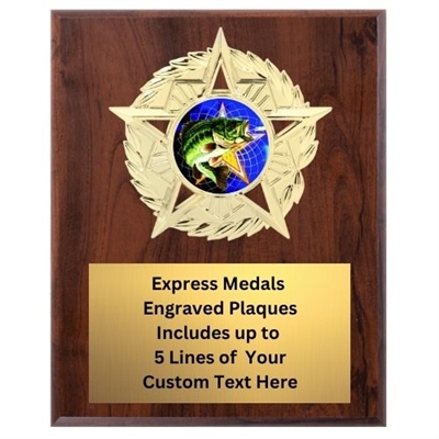 Star Mount Bass Fishing Plaque (4 Sizes)