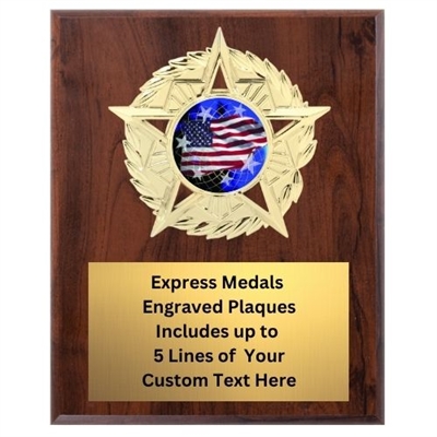 Star Mount American Flag Plaque (4 Sizes)